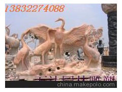 廠家供應(yīng)大理石晚霞紅群鶴圖 大理石石雕 鹿 麒麟 貔貅 羊
