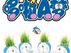 多啦A夢草娃娃盆栽/叮當(dāng)貓迷你植物陶瓷盆景盆栽/辦公室綠植